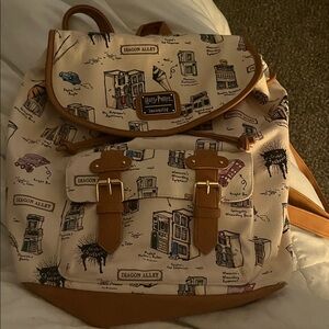 Loungefly Cream and Brown Diagon Alley Backpack